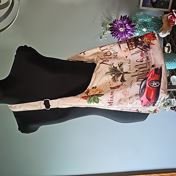 Miami Beach Vacation Postcard Print Zippered Shoulder Bag NWOT - Picture 1 of 12